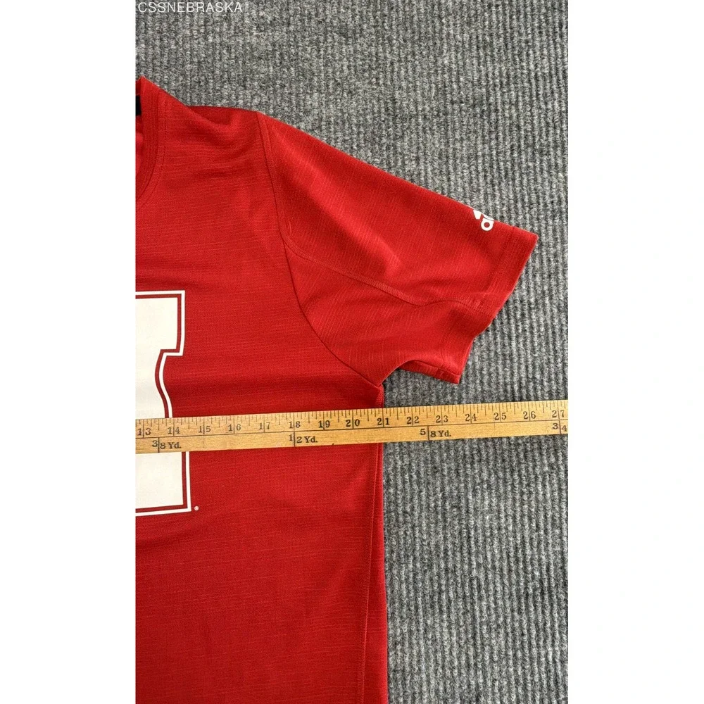 Adidas Red Nebraska Cornhuskers T-Shirt Men Red White Block N Short Sleeve -M